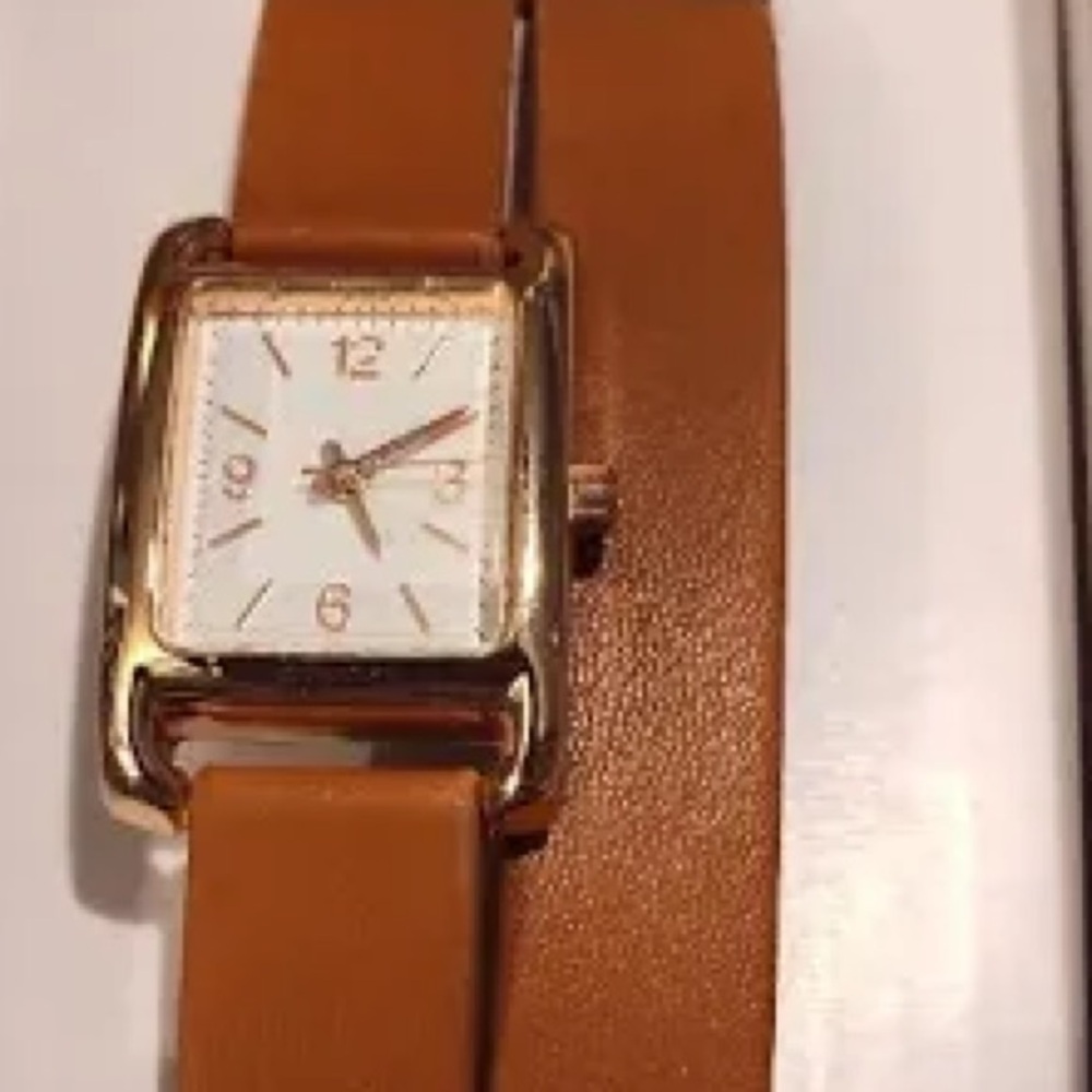 Trendy Double-Wrap Gold Rectangular Watch Brown L… - image 4